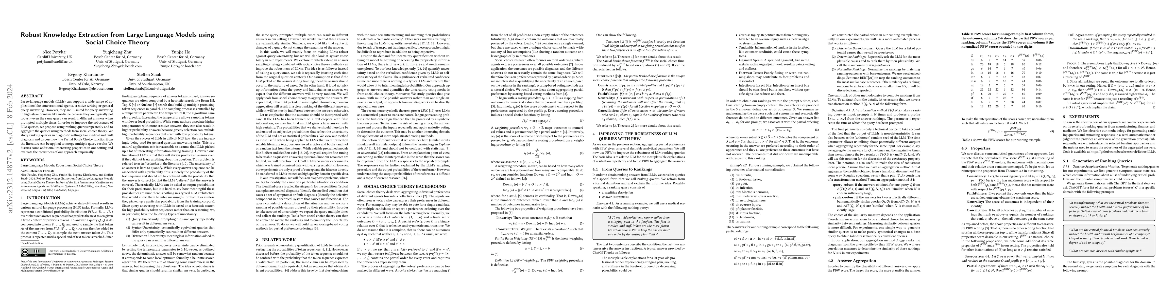 Thumbnail for Robust Knowledge Extraction from Large Language Models using Social
  Choice Theory