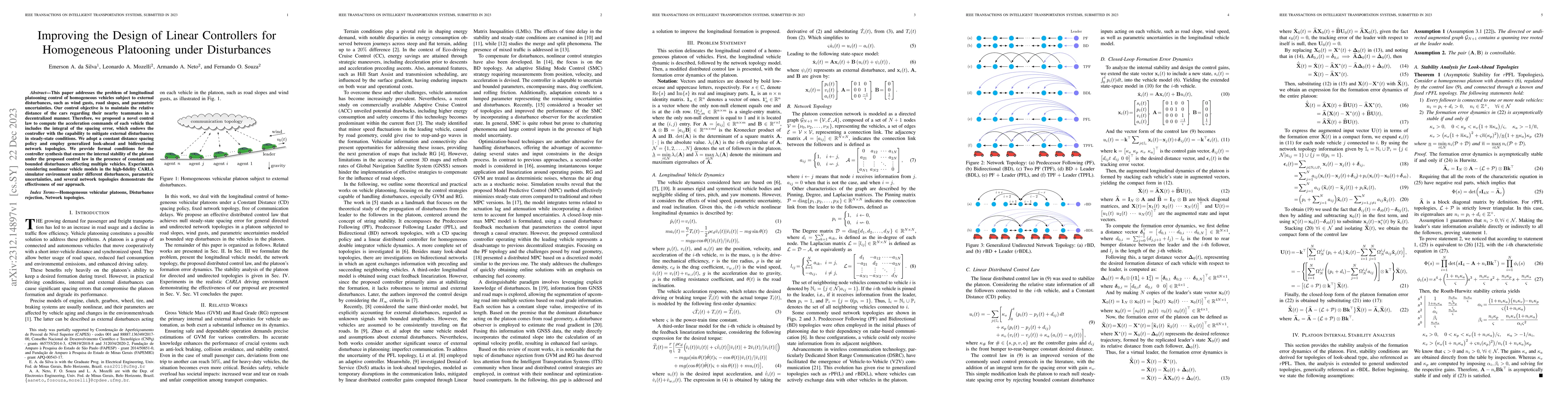 Thumbnail for Improving the Design of Linear Controllers for Homogeneous Platooning
  under Disturbances