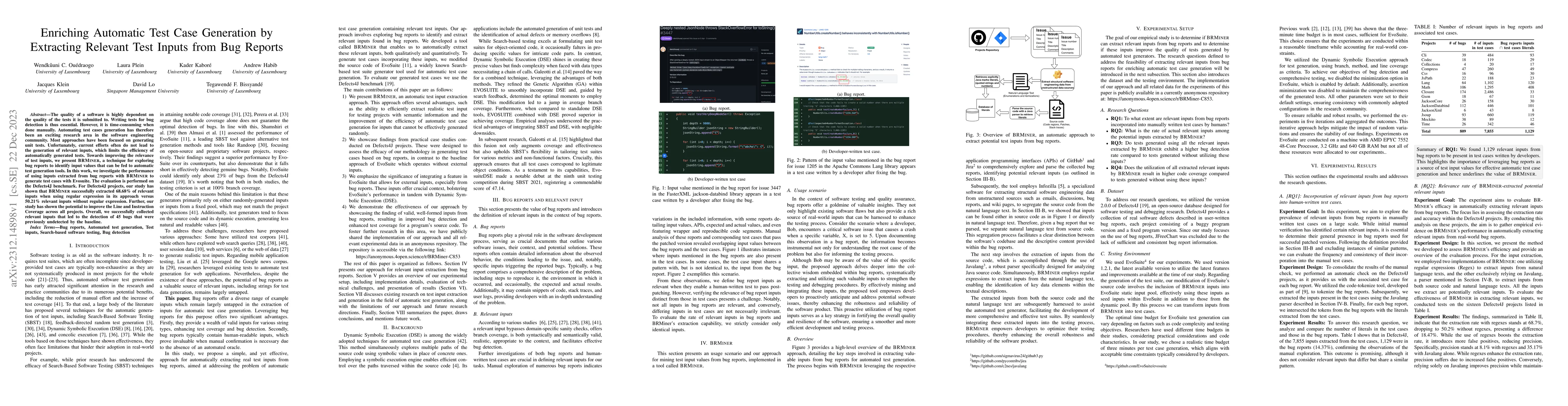 Thumbnail for Enriching Automatic Test Case Generation by Extracting Relevant Test
  Inputs from Bug Reports