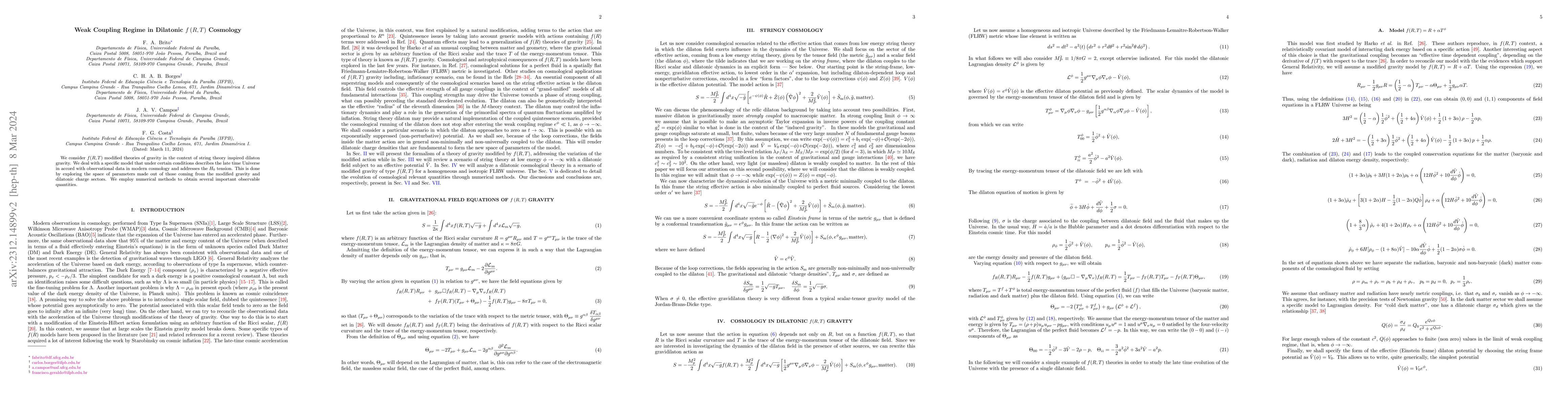 Thumbnail for Weak Coupling Regime in Dilatonic f(R,T) Cosmology