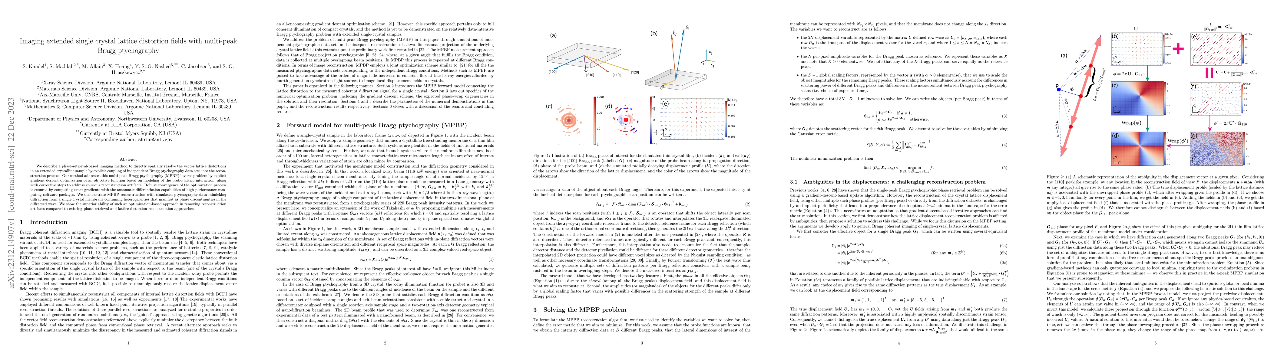 Thumbnail for Imaging extended single crystal lattice distortion fields with
  multi-peak Bragg ptychography