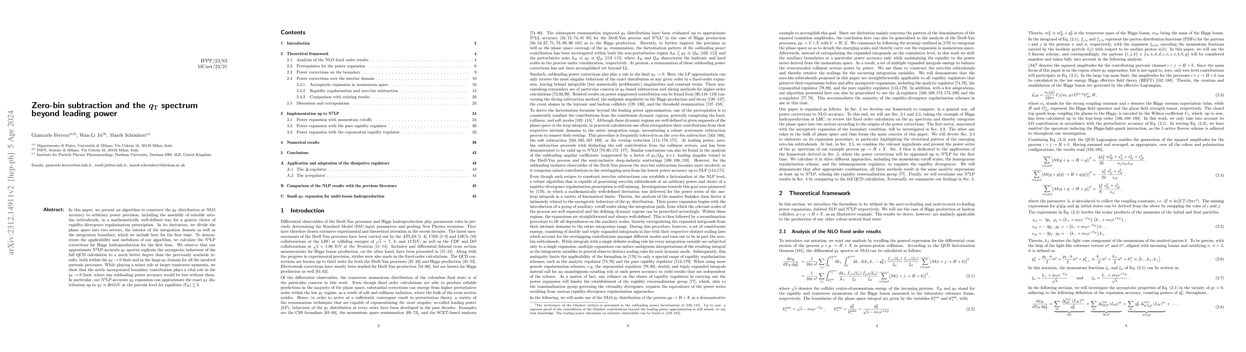Thumbnail for Zero-bin subtraction and the $q_{\mathrm{T}}$ spectrum beyond leading
  power