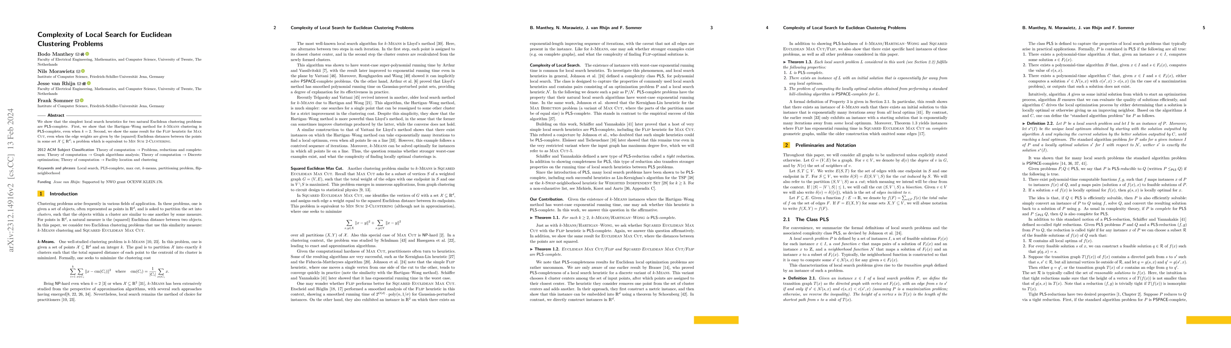 Thumbnail for Complexity of Local Search for Euclidean Clustering Problems