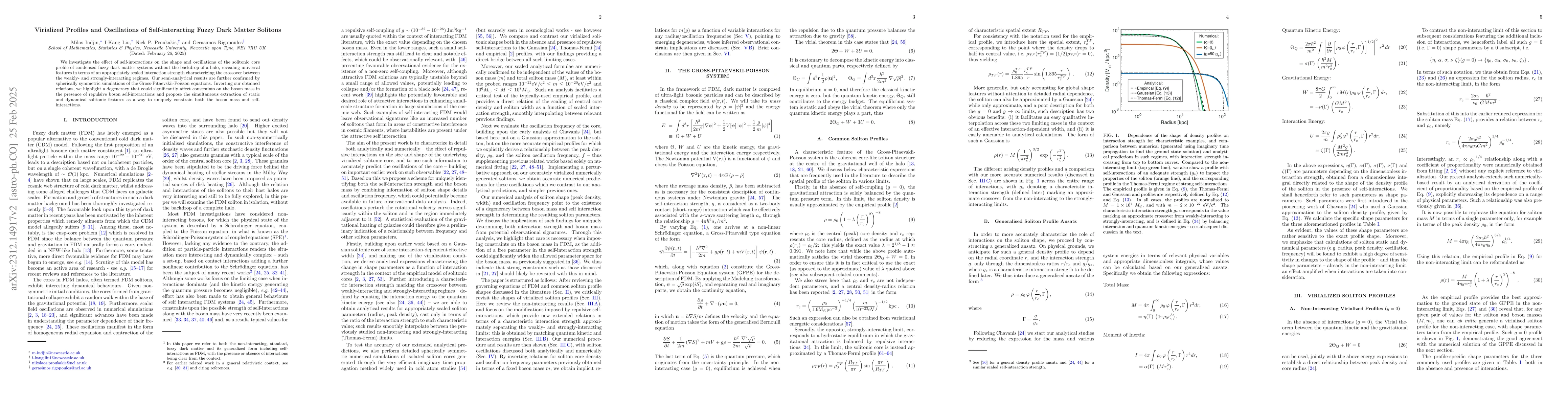 Thumbnail for Virialized Profiles and Oscillations of Self-interacting Fuzzy Dark
  Matter Solitons