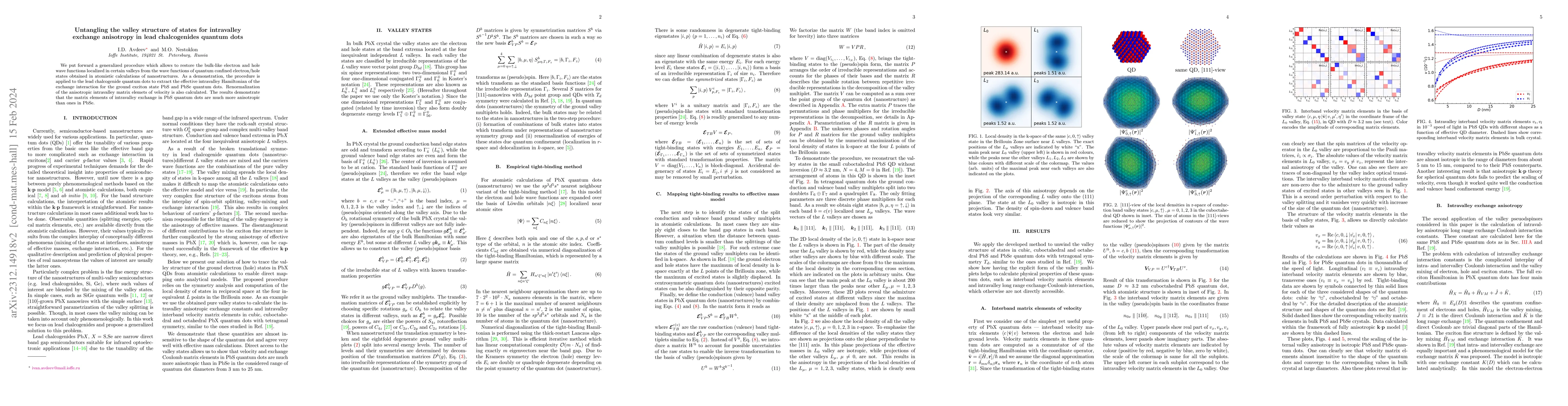 Thumbnail for Untangling the valley structure of states for intravalley exchange
  anisotropy in lead chalcogenides quantum dots