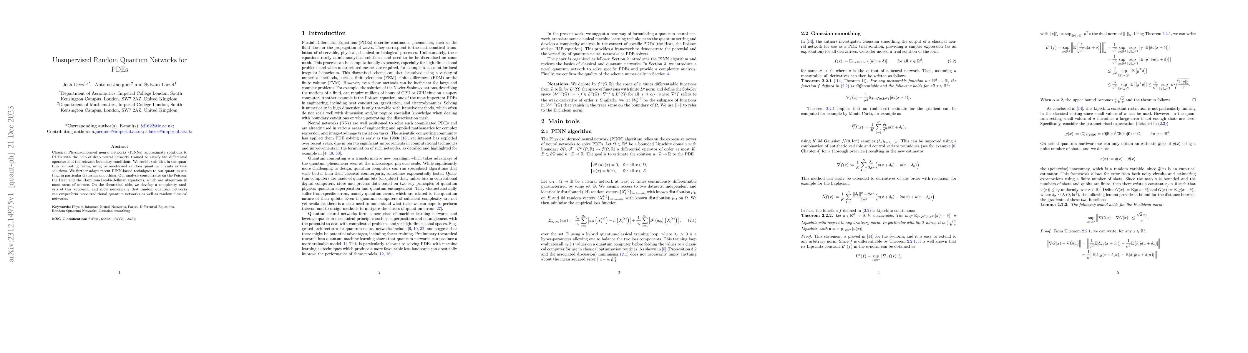Thumbnail for Unsupervised Random Quantum Networks for PDEs