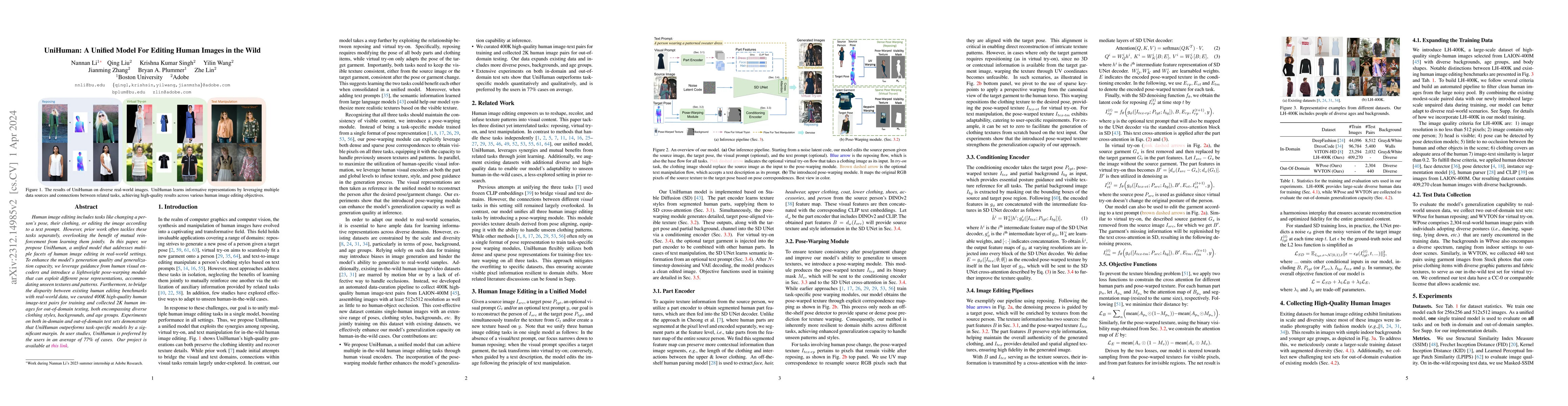 Thumbnail for UniHuman: A Unified Model for Editing Human Images in the Wild
