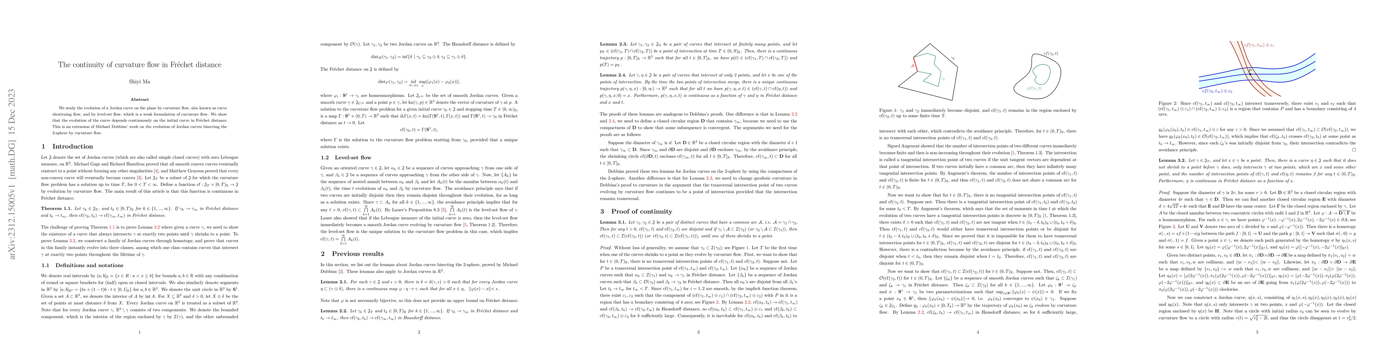 Thumbnail for The continuity of curvature flow in Fr\'echet distance