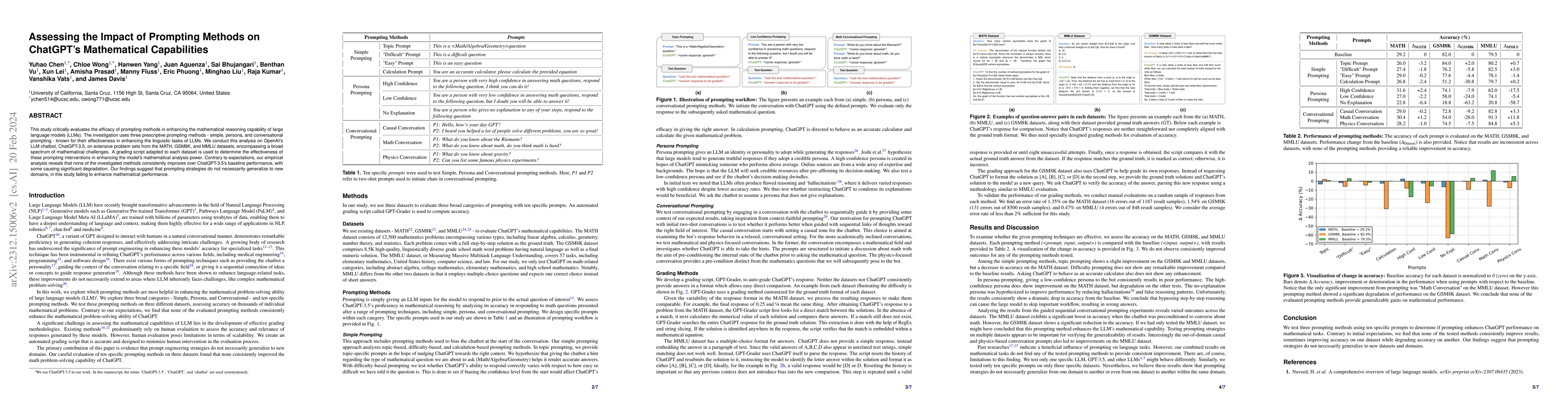 Thumbnail for Assessing the Impact of Prompting Methods on ChatGPT's Mathematical
  Capabilities