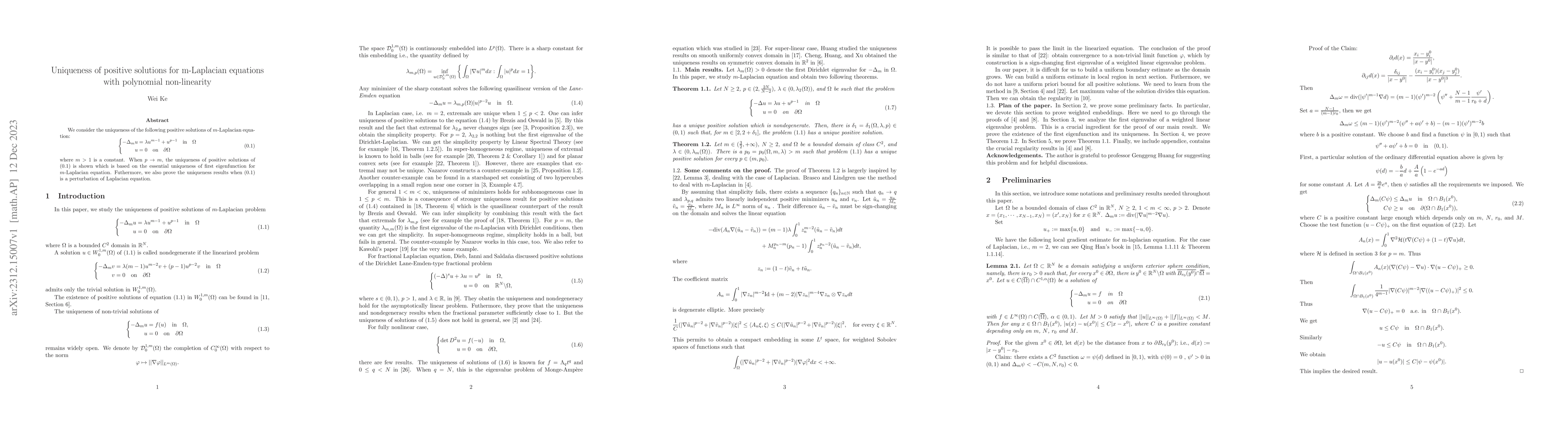 Thumbnail for Uniqueness of positive solutions for m-Laplacian equations with
  polynomial non-linearity
