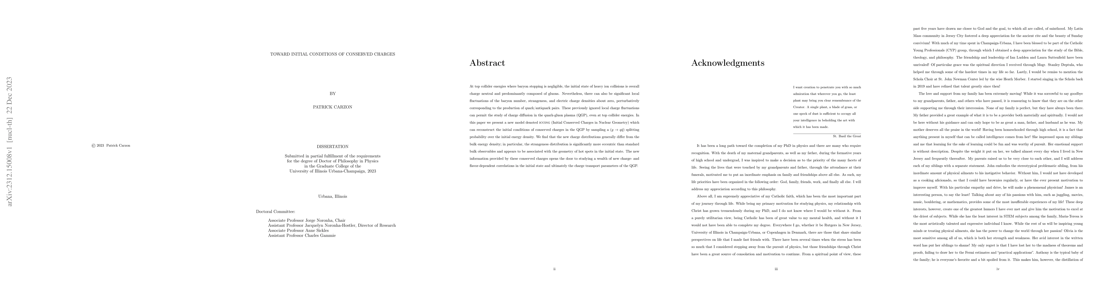 Thumbnail for Toward Initial Conditions of Conserved Charges