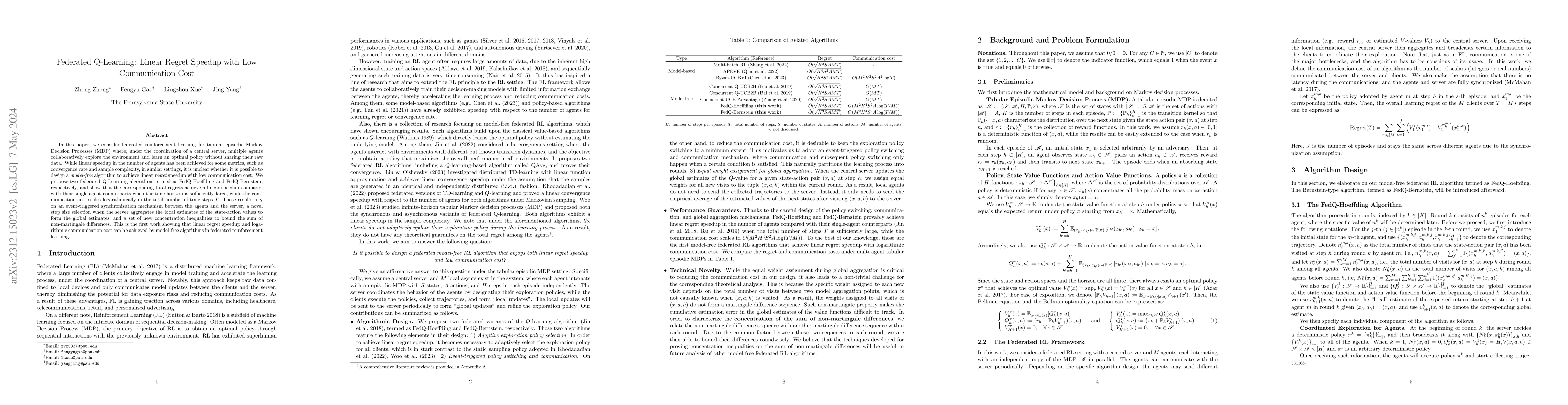 Thumbnail for Federated Q-Learning: Linear Regret Speedup with Low Communication Cost