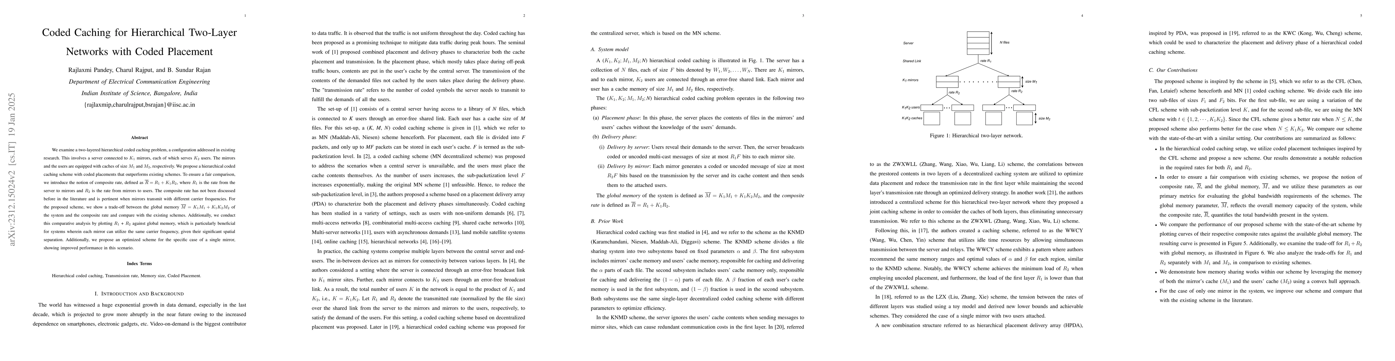 Thumbnail for Coded Caching for Hierarchical Two-Layer Networks with Coded Placement
