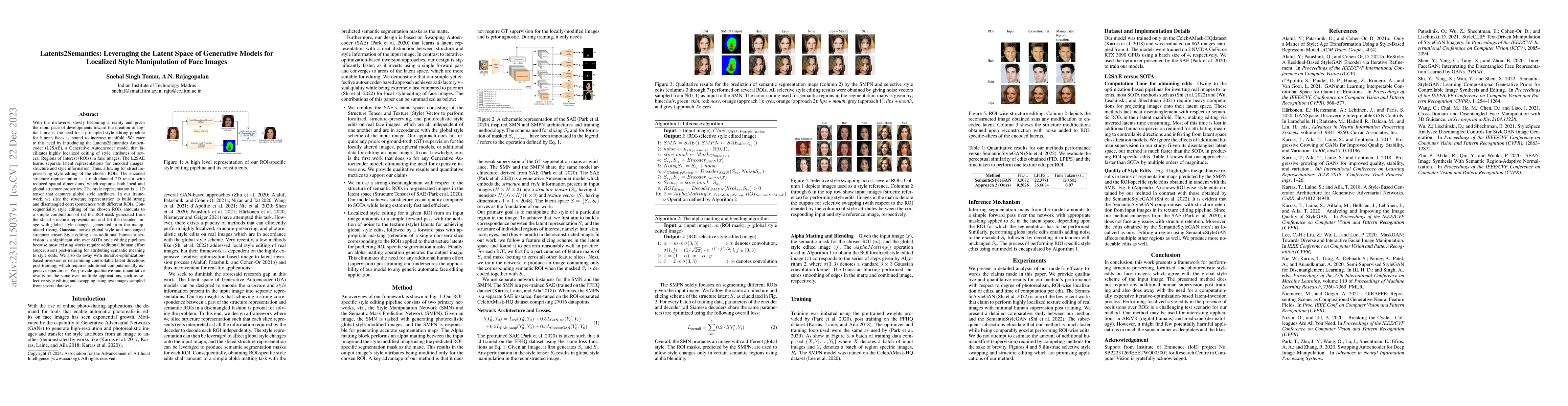 Thumbnail for Latents2Semantics: Leveraging the Latent Space of Generative Models for
  Localized Style Manipulation of Face Images