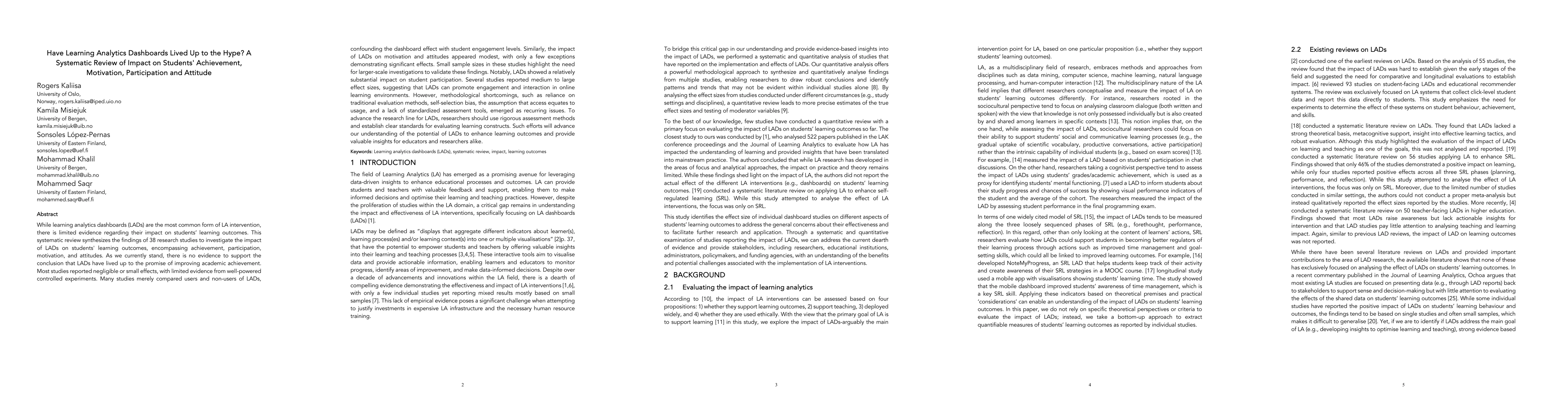 Thumbnail for Have Learning Analytics Dashboards Lived Up to the Hype? A Systematic
  Review of Impact on Students' Achievement, Motivation, Participation and
  Attitude