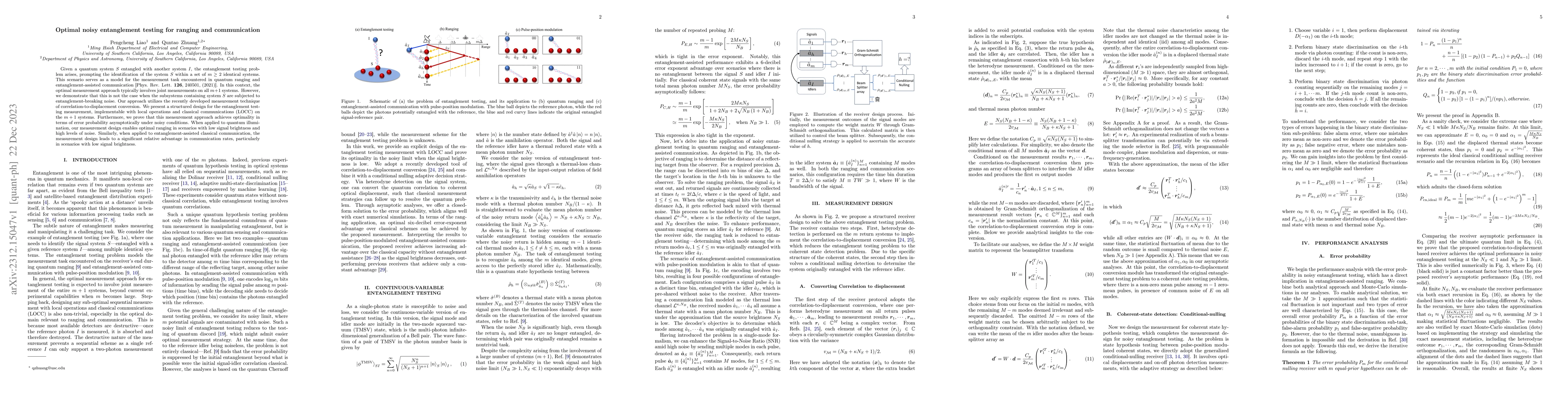 Thumbnail for Optimal noisy entanglement testing for ranging and communication