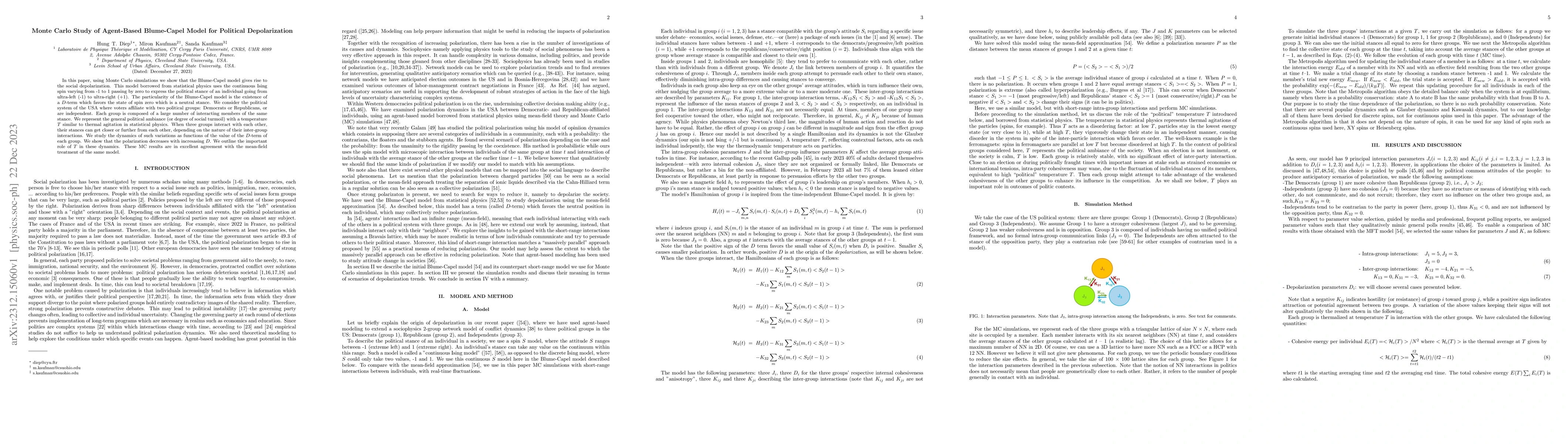 Thumbnail for Monte Carlo Study of Agent-Based Blume-Capel Model for Political
  Depolarization
