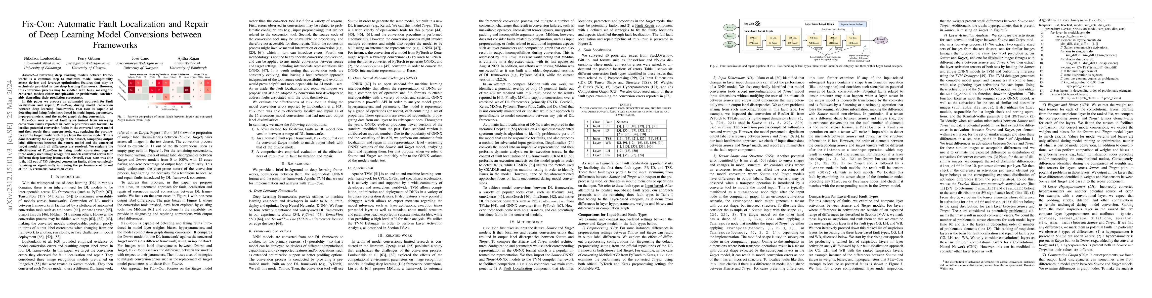 Thumbnail for Fix-Con: Automatic Fault Localization and Repair of Deep Learning Model
  Conversions between Frameworks