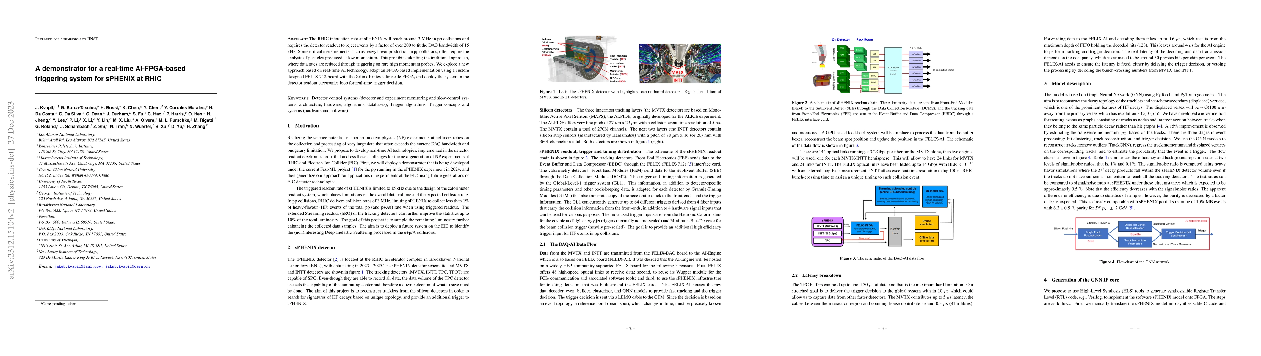 Thumbnail for A demonstrator for a real-time AI-FPGA-based triggering system for
  sPHENIX at RHIC