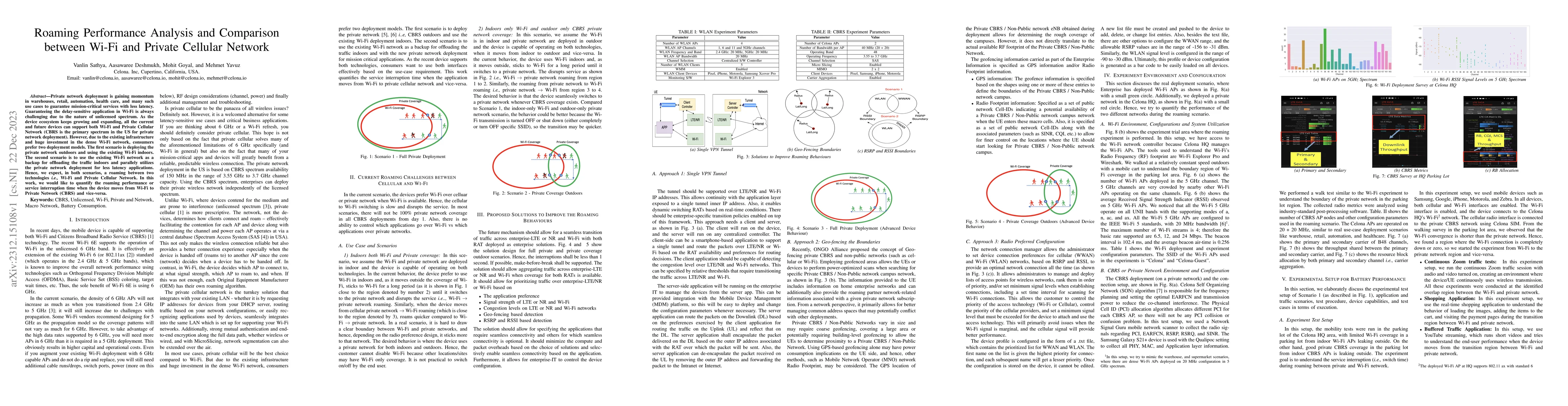 Thumbnail for Roaming Performance Analysis and Comparison between Wi-Fi and Private
  Cellular Network