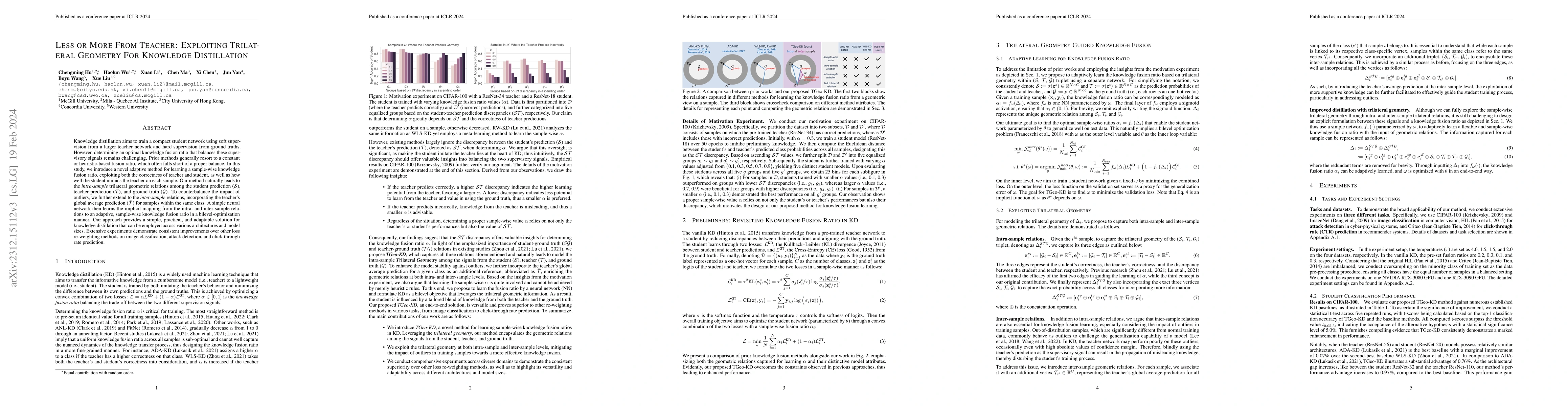 Thumbnail for Less or More From Teacher: Exploiting Trilateral Geometry For Knowledge
  Distillation