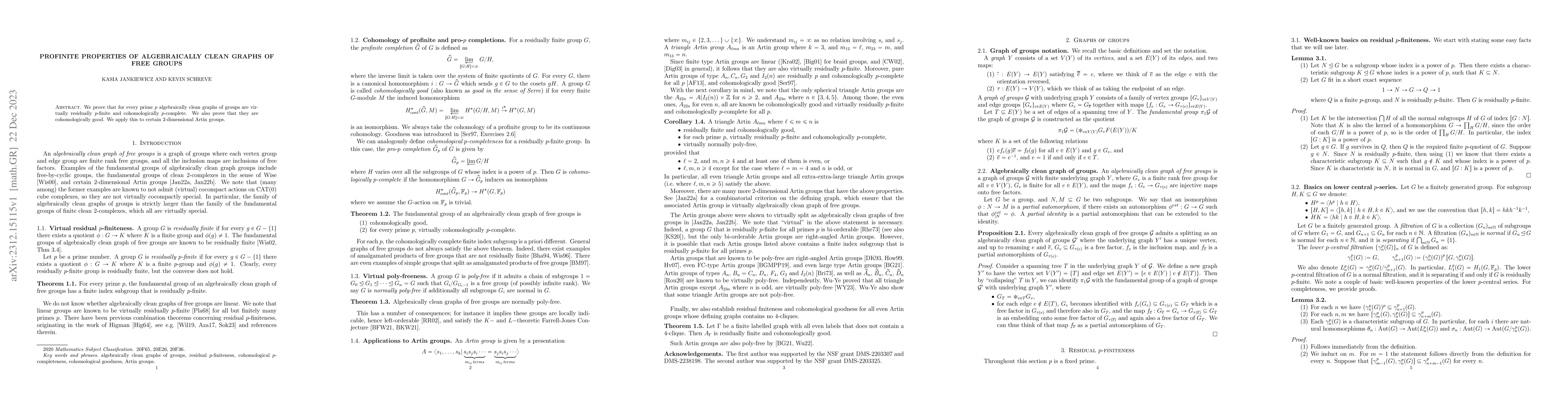 Thumbnail for Profinite properties of algebraically clean graphs of free groups