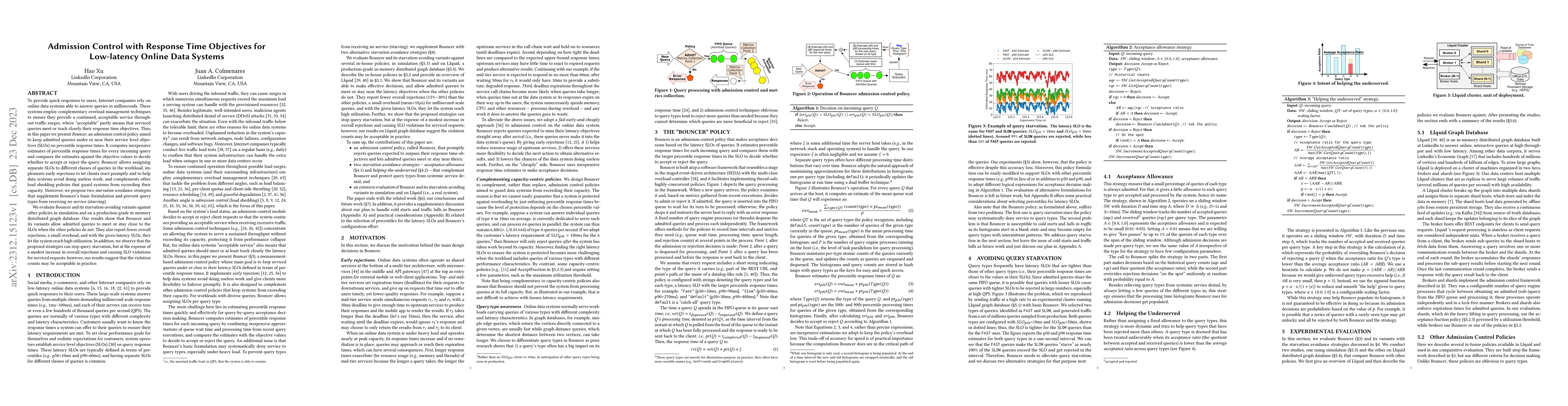 Thumbnail for Admission Control with Response Time Objectives for Low-latency Online
  Data Systems