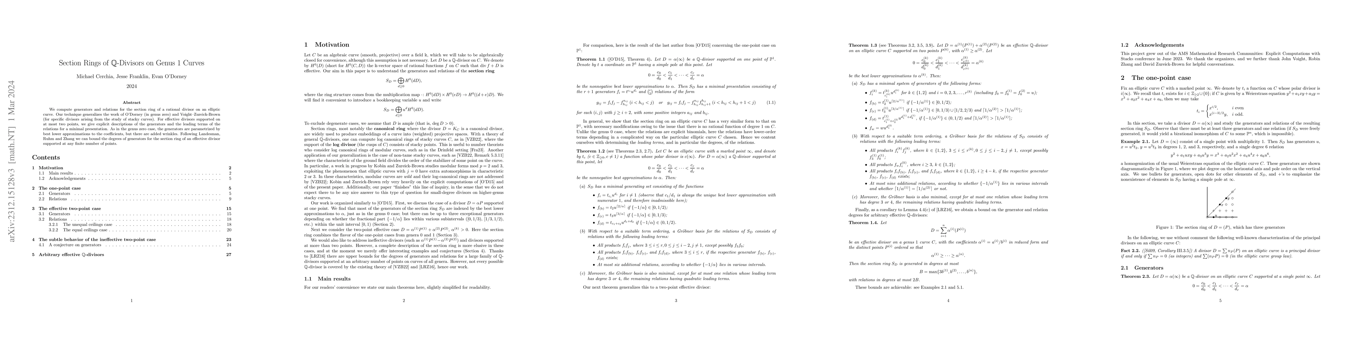 Thumbnail for Section Rings of $\mathbb{Q}$-Divisors on Genus $1$ Curves