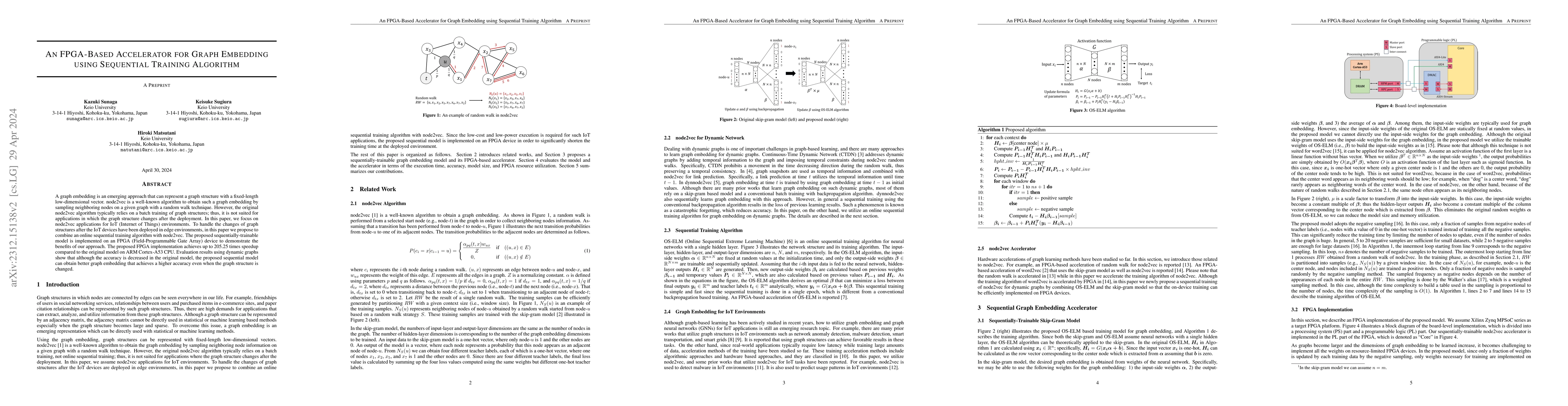 Thumbnail for An FPGA-Based Accelerator for Graph Embedding using Sequential Training
  Algorithm