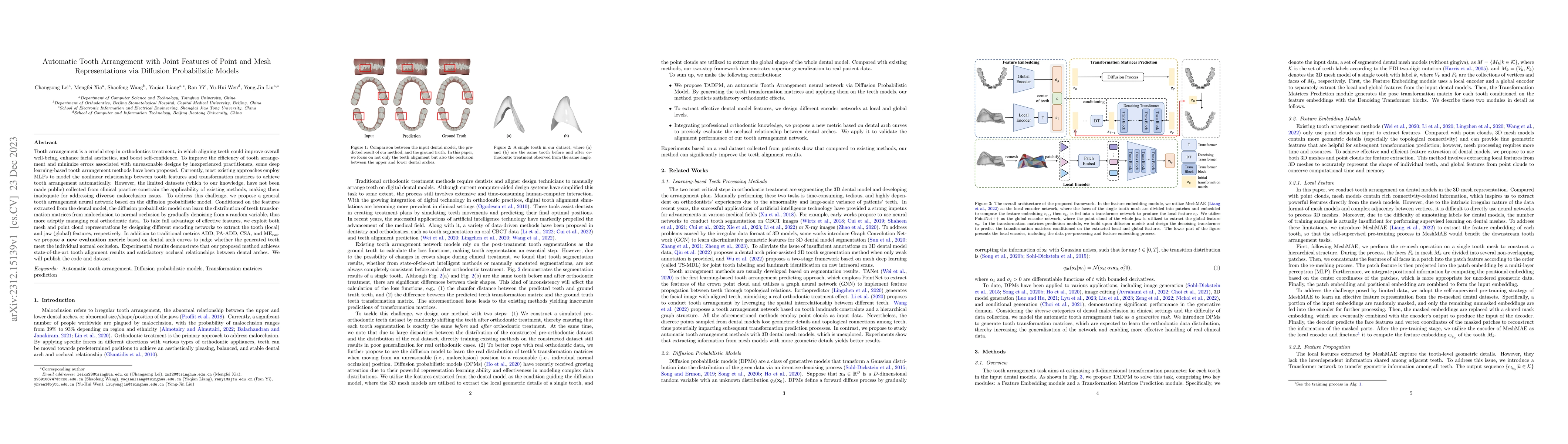 Thumbnail for Automatic Tooth Arrangement with Joint Features of Point and Mesh
  Representations via Diffusion Probabilistic Models