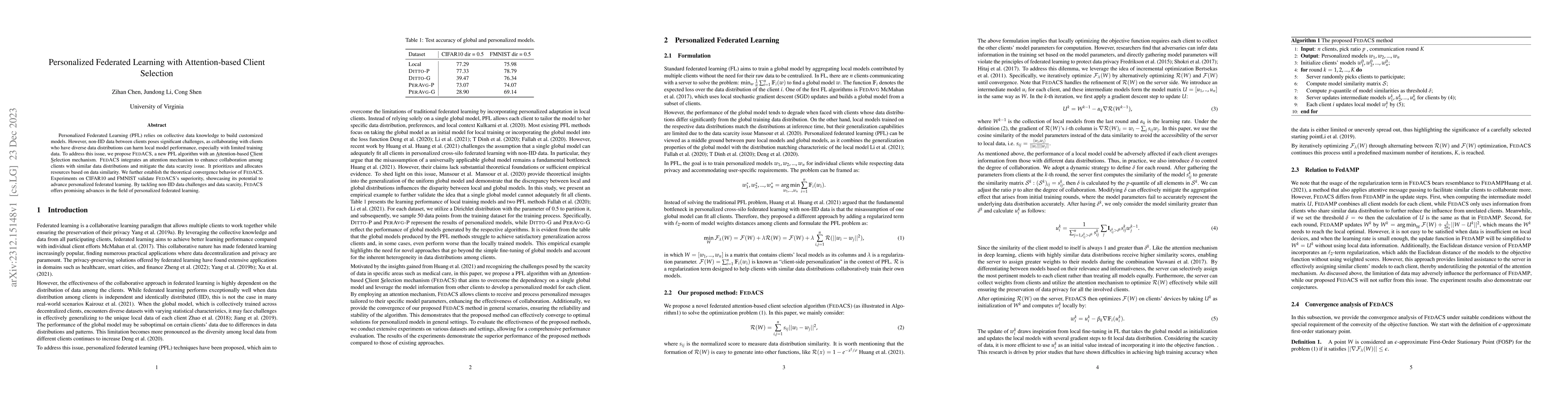 Thumbnail for Personalized Federated Learning with Attention-based Client Selection