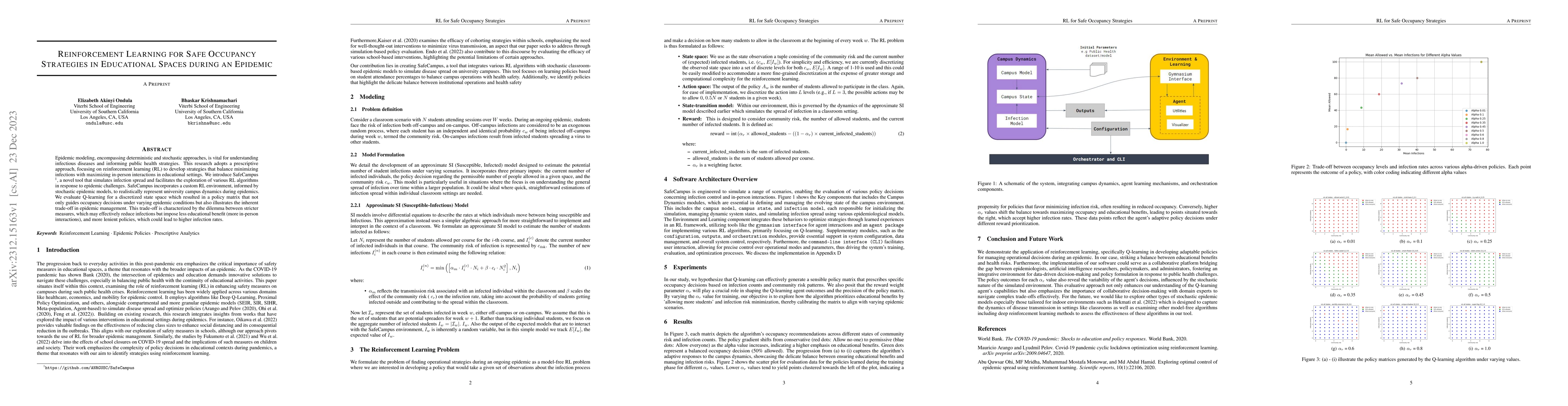 Thumbnail for Reinforcement Learning for Safe Occupancy Strategies in Educational
  Spaces during an Epidemic