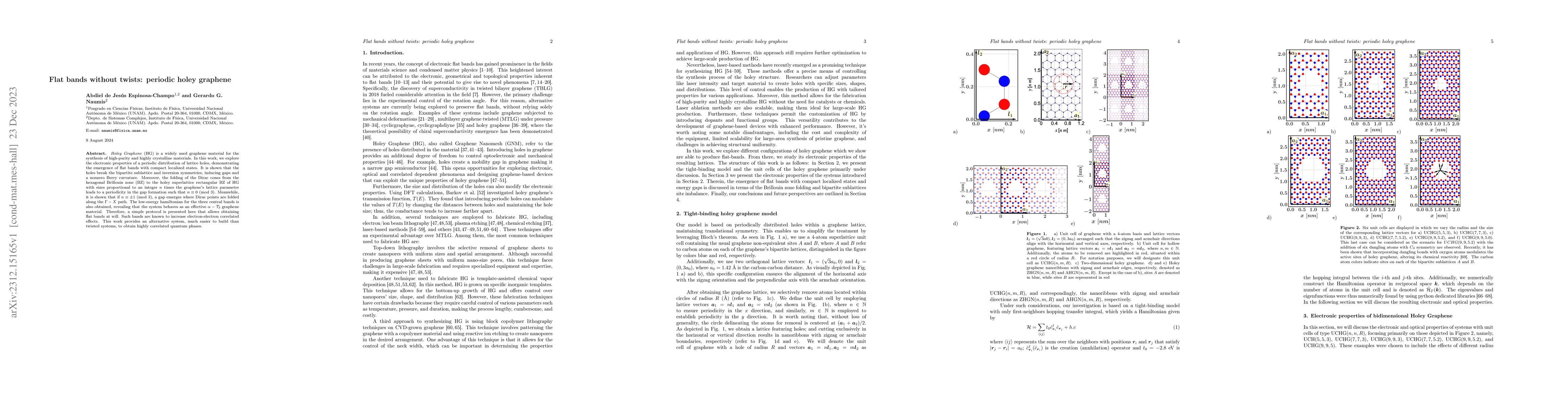 Thumbnail for Flat bands without twists: periodic holey graphene