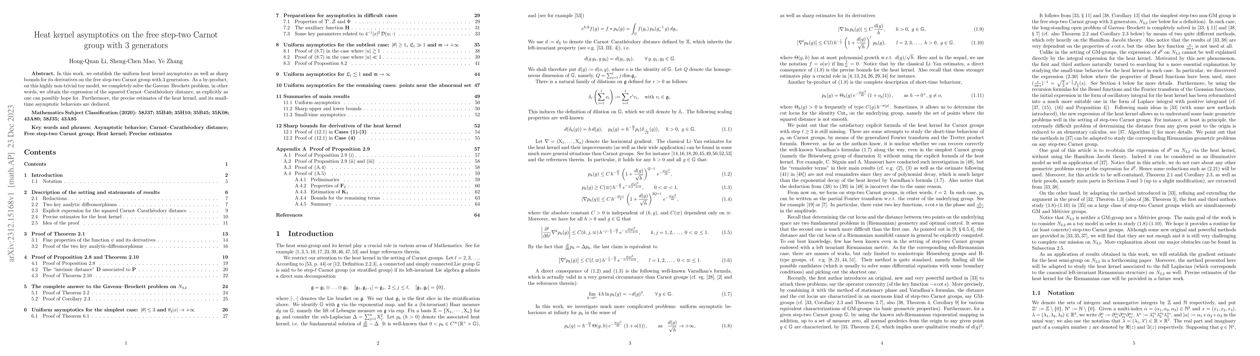 Thumbnail for Heat kernel asymptotics on the free step-two Carnot group with $3$
  generators