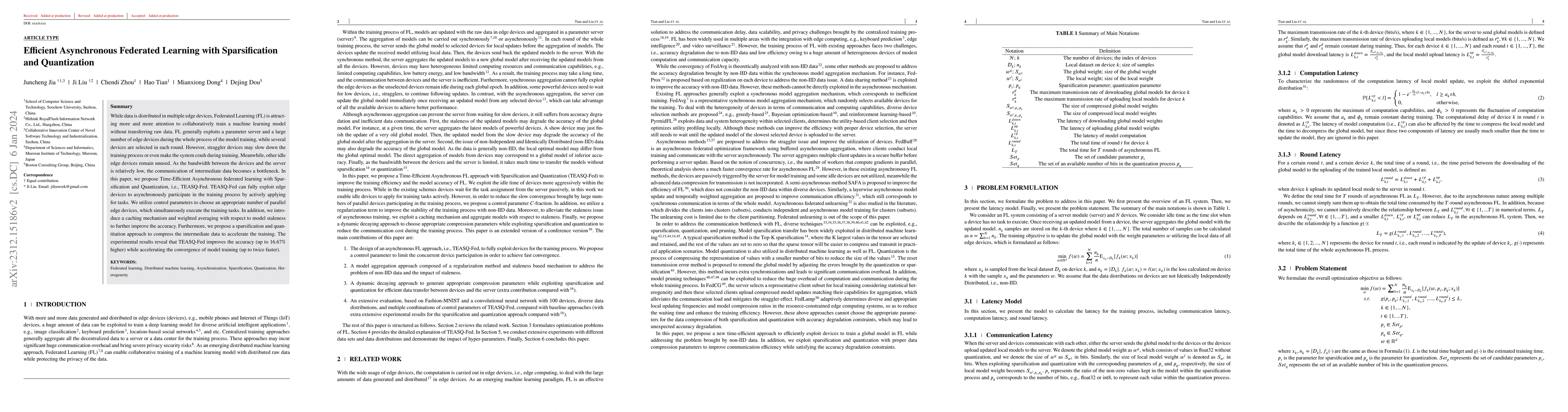 Thumbnail for Efficient Asynchronous Federated Learning with Sparsification and
  Quantization