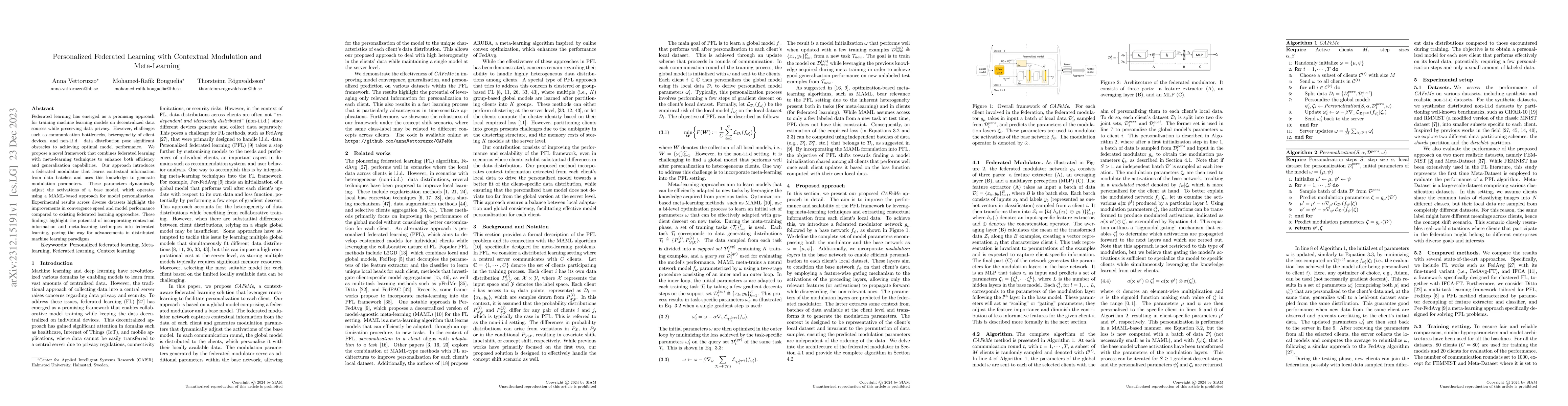 Thumbnail for Personalized Federated Learning with Contextual Modulation and
  Meta-Learning