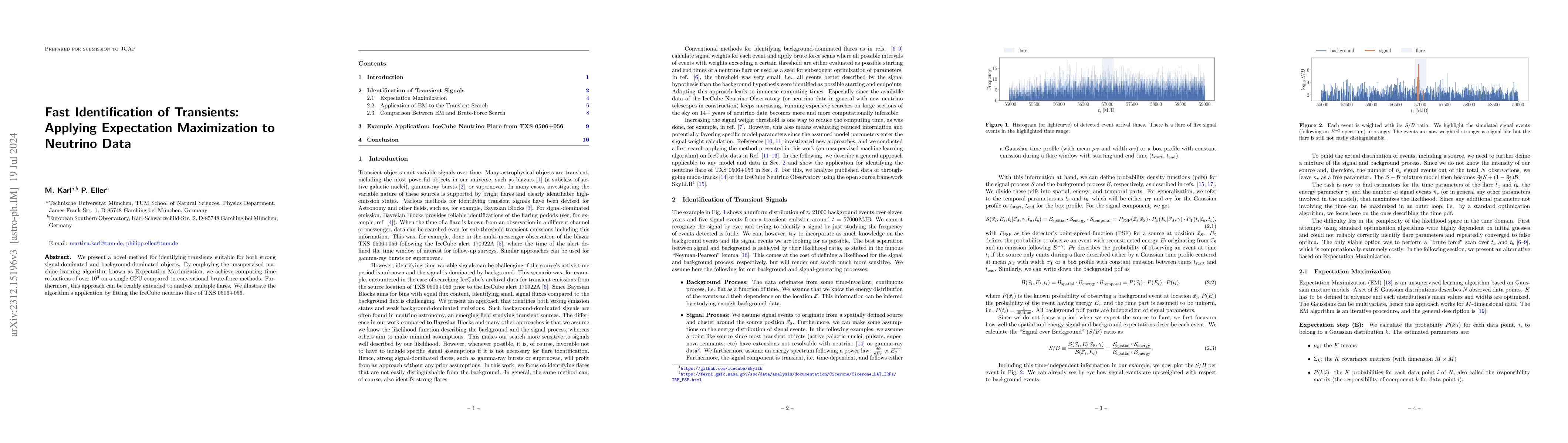 Thumbnail for Fast Identification of Transients: Applying Expectation Maximization to
  Neutrino Data