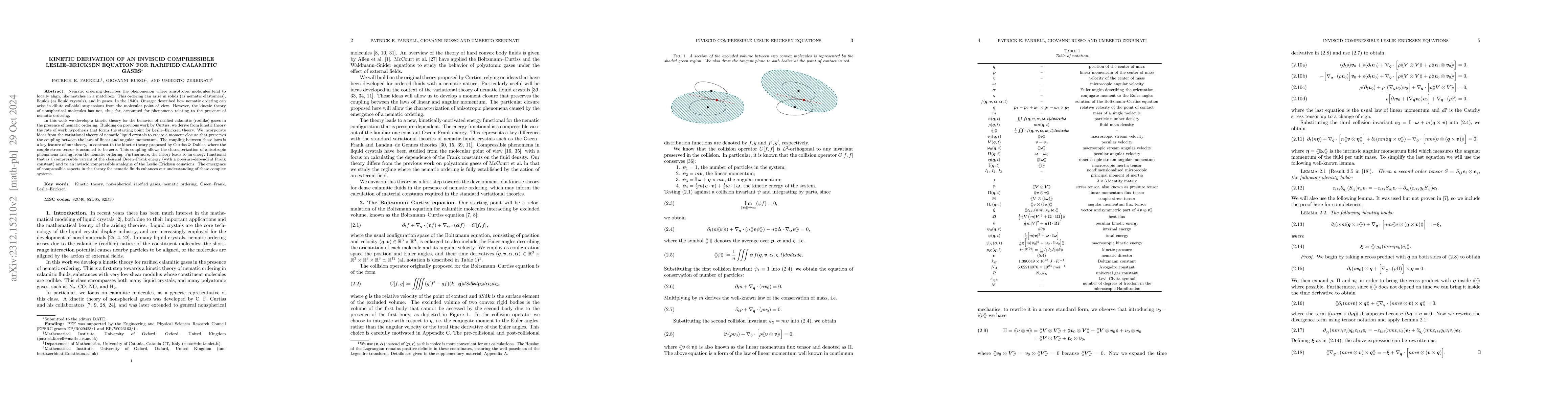 Thumbnail for Kinetic derivation of a compressible Leslie--Ericksen equation for
  rarified calamitic gases