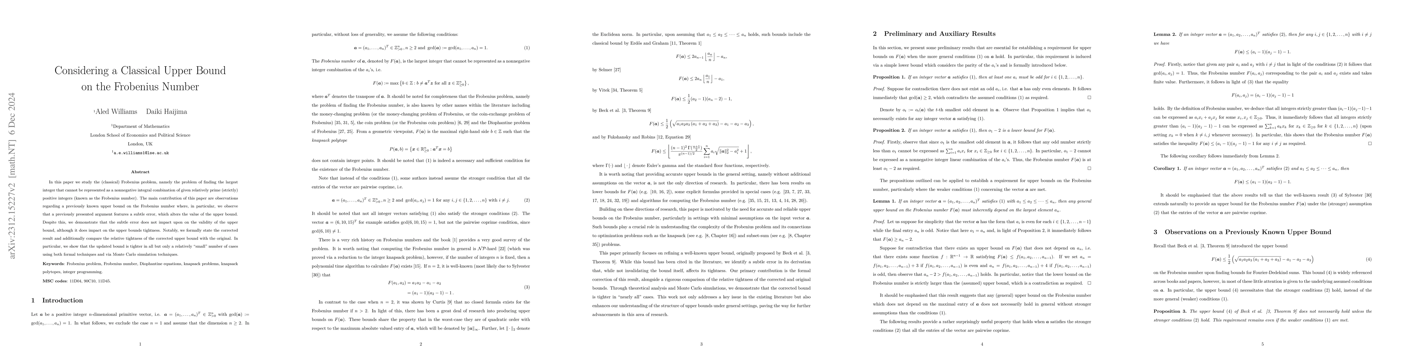 Thumbnail for Considering a Classical Upper Bound on the Frobenius Number
