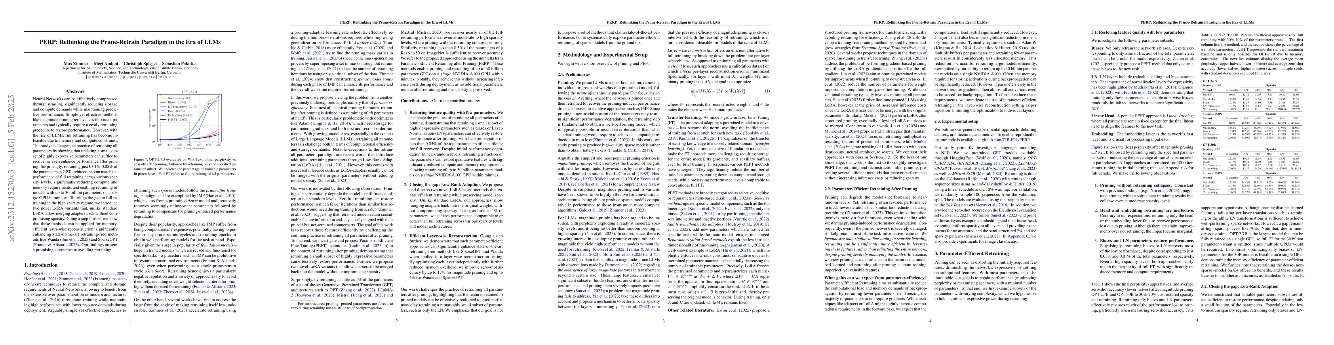 Thumbnail for PERP: Rethinking the Prune-Retrain Paradigm in the Era of LLMs