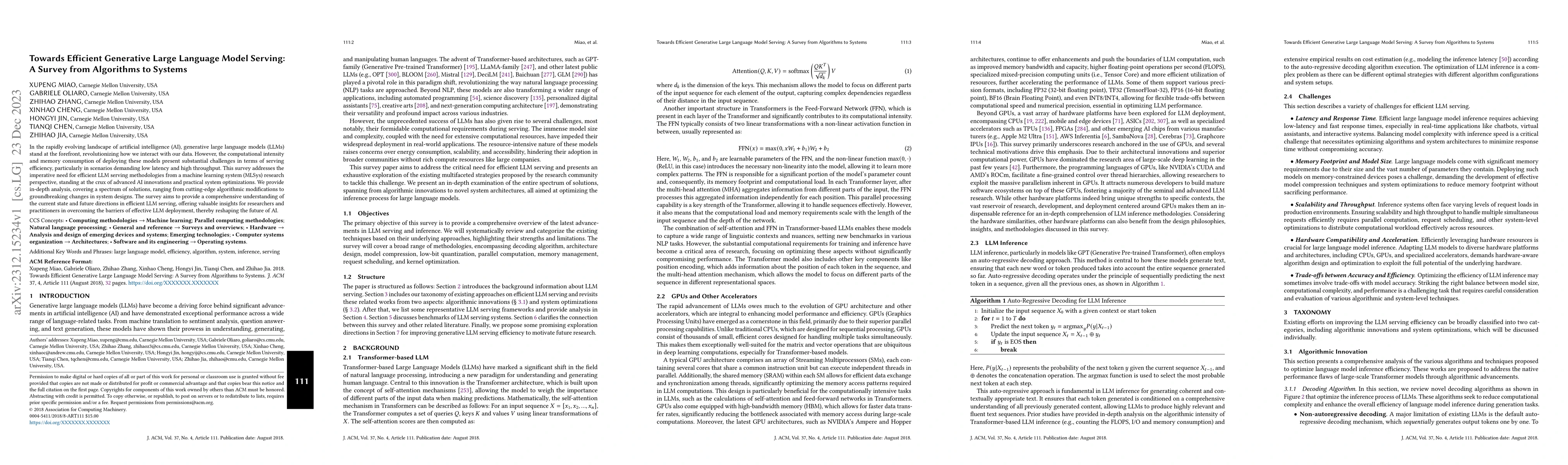 Thumbnail for Towards Efficient Generative Large Language Model Serving: A Survey from
  Algorithms to Systems