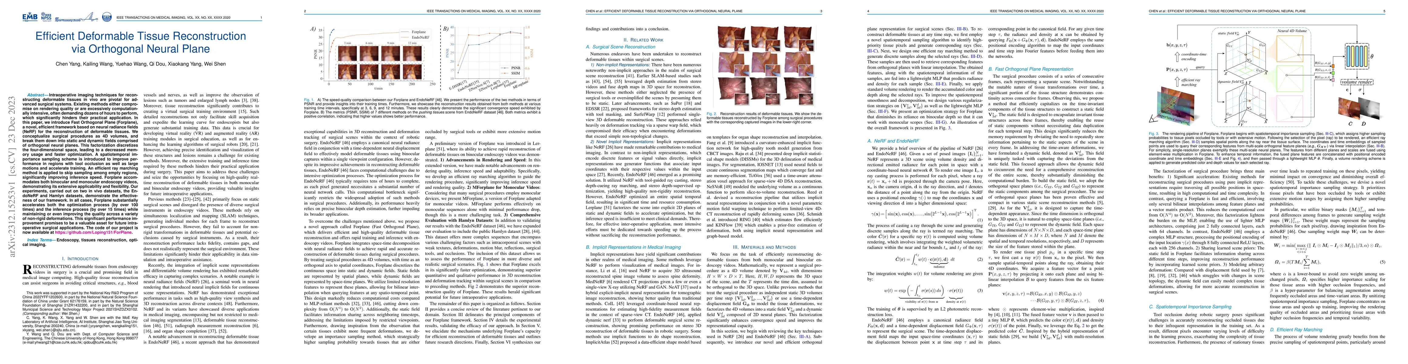 Thumbnail for Efficient Deformable Tissue Reconstruction via Orthogonal Neural Plane