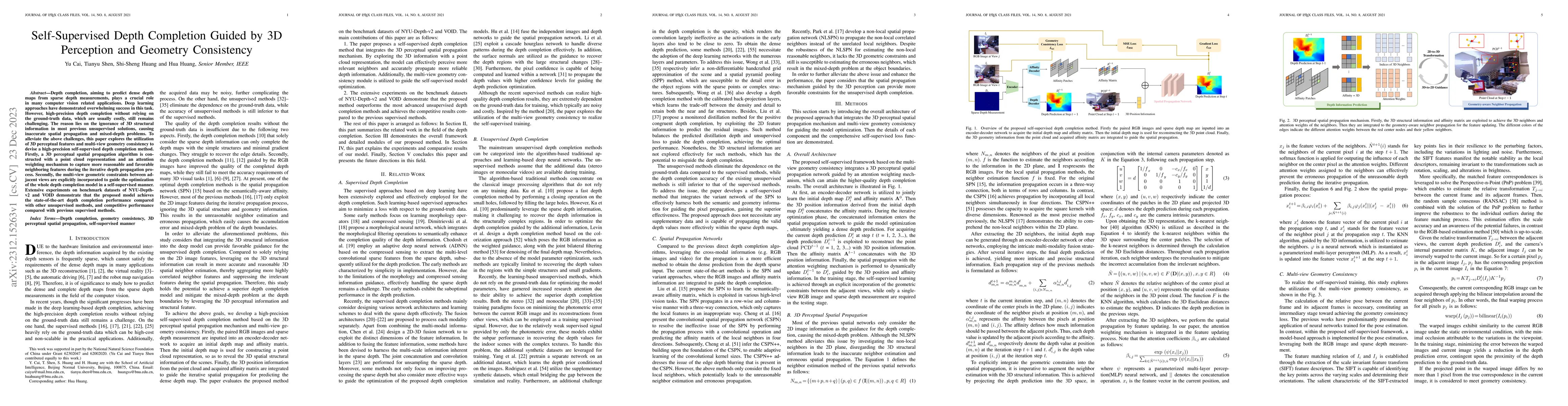 Thumbnail for Self-Supervised Depth Completion Guided by 3D Perception and Geometry
  Consistency