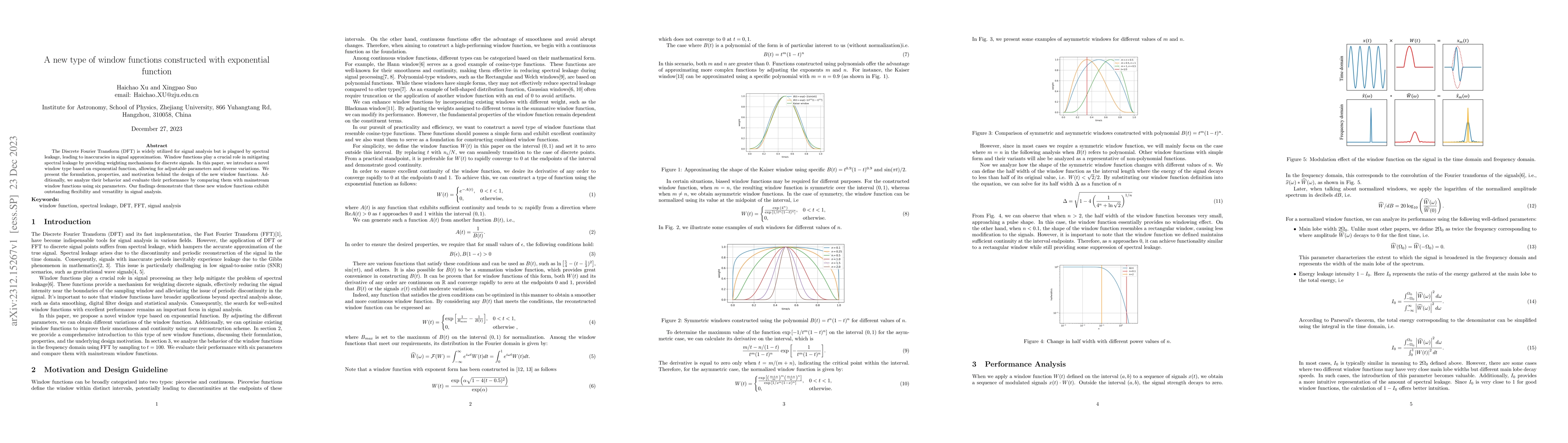 Thumbnail for A new type of window functions constructed with exponential function
