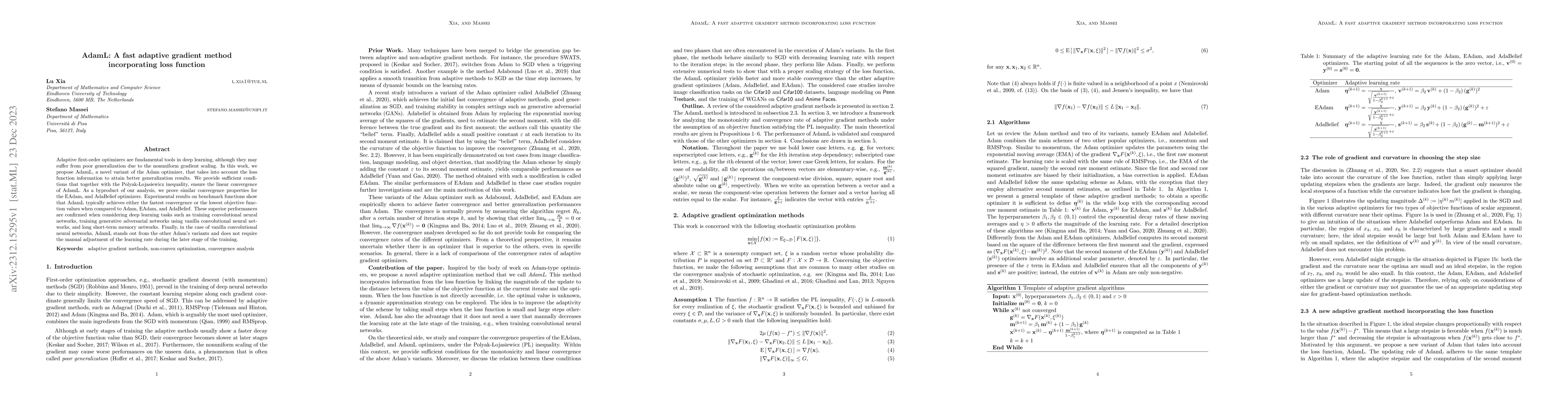 Thumbnail for AdamL: A fast adaptive gradient method incorporating loss function