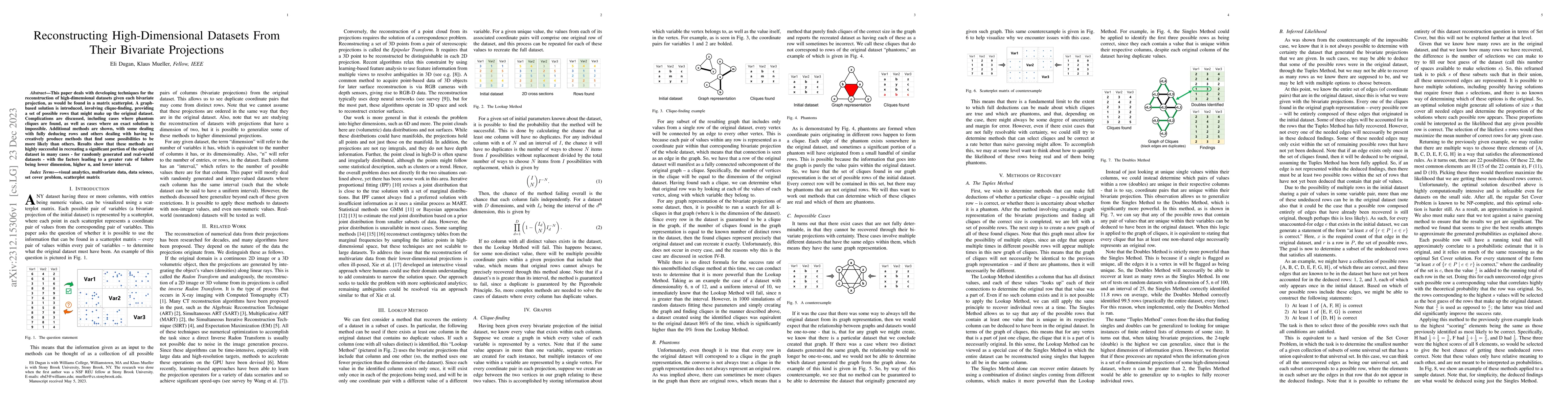 Thumbnail for Reconstructing High-Dimensional Datasets From Their Bivariate
  Projections