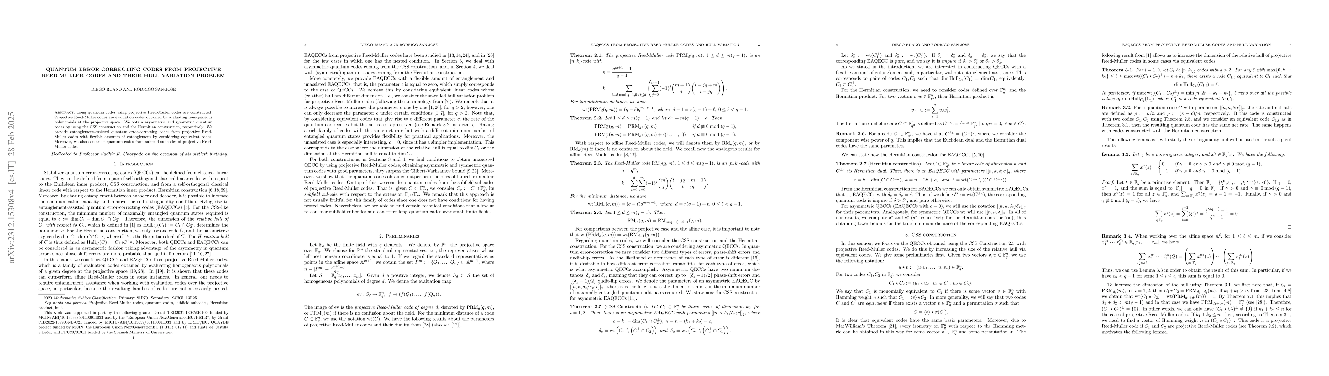 Thumbnail for The hull variation problem for projective Reed-Muller codes and quantum
  error-correcting codes