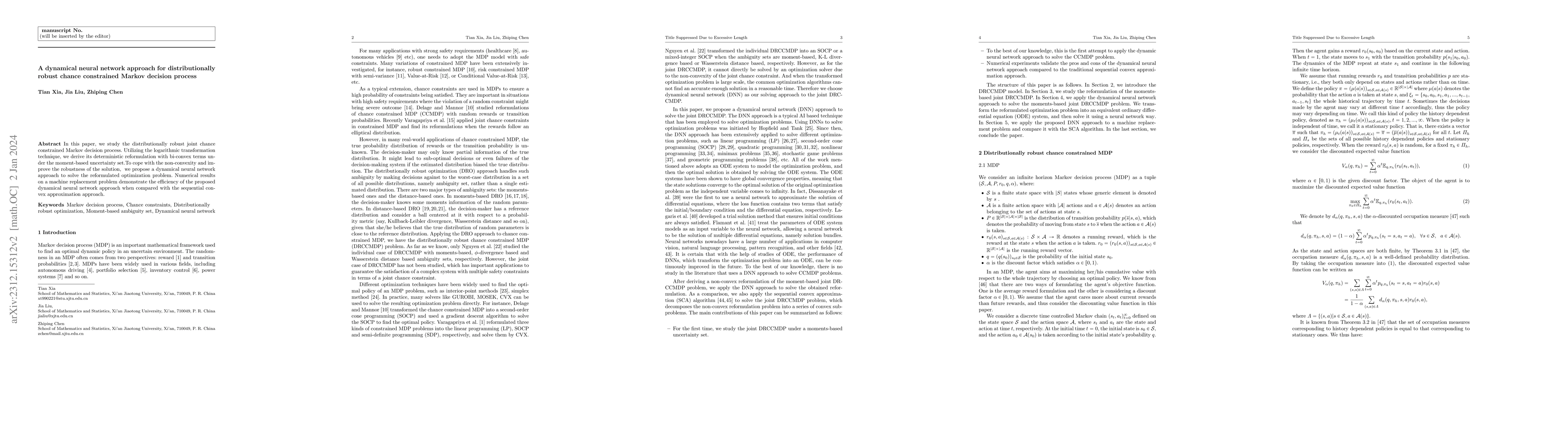 Thumbnail for A dynamical neural network approach for distributionally robust chance
  constrained Markov decision process