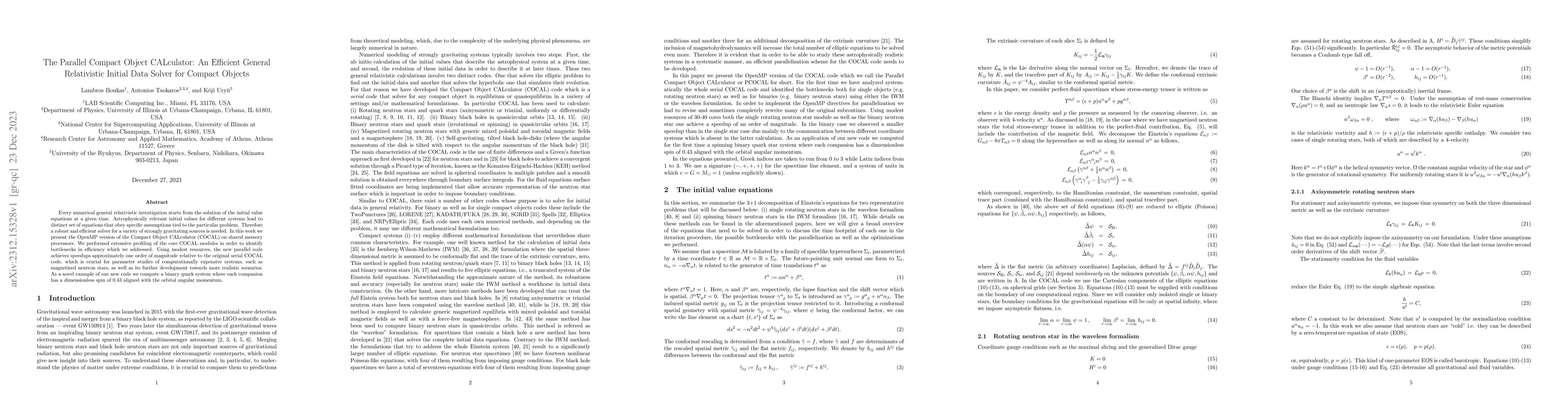 Thumbnail for The Parallel Compact Object CALculator: An Efficient General
  Relativistic Initial Data Solver for Compact Objects