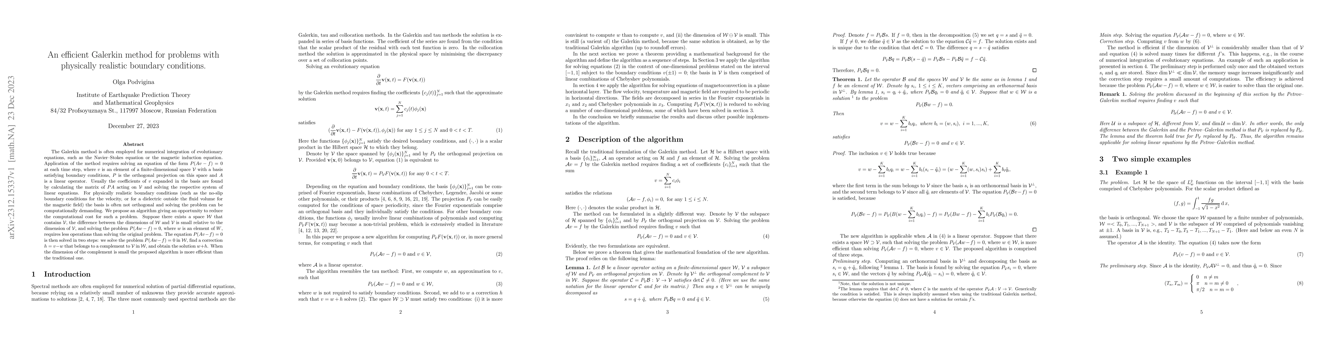 Thumbnail for An efficient Galerkin method for problems with physically realistic
  boundary conditions